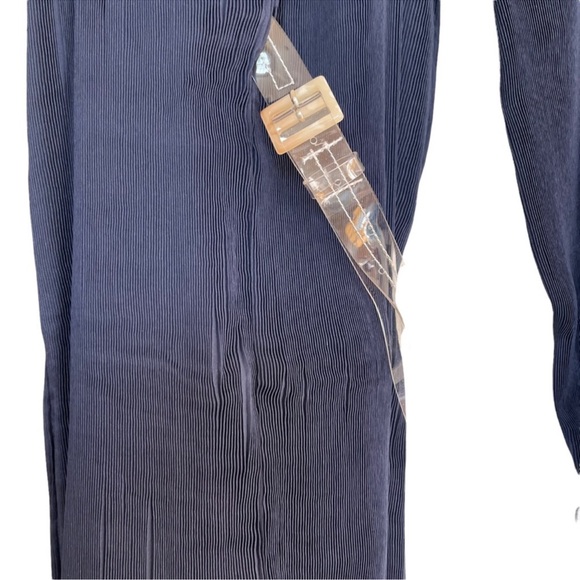 Tibi Dark Navy Sleeveless Pleated Plisse Maxi Dress Size Extra Small - Picture 4 of 6